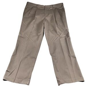Dockers Premium Relaxed Fit Pleated Khaki Pants Mens W42 L32 Never Iron